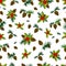 Beautiful festive seamless background, cones, pine branches, hol