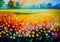 Beautiful field flowers colorful oil knife painting