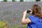 Beautiful field lavender photographing person smell flowers color