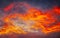 Beautiful fiery, orange and red, sunset sky. Evening Magic Scene. Composition of nature.