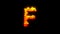 Beautiful fire rocks letter F - burning hot orange - red character, isolated - object 3D rendering