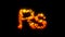 Beautiful fire rocks rupee symbol - burning hot orange - red character, isolated - object 3D illustration