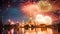 Beautiful firework show at Wat Arun, Bangkok, Thailand, Beautiful firework show for celebration with blur bokeh light over Phra