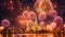 Beautiful firework show at Wat Arun temple, Bangkok, Thailand, Beautiful firework show for celebration with blur bokeh light over