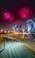 Beautiful fireworks above West Bay and Doha City, Qatar