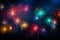 Beautiful fireworks and colourful on dark night sky background. Generative ai