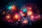 Beautiful fireworks and colourful on dark night sky background. Generative ai