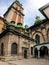 Beautiful fisheye photo of old catholic church and cathedral inner court