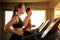 Beautiful fit woman runner and sport man running on treadmill at fitness gym in morning light . young couple in sportswear