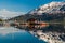 Beautiful fjord with snowy mountains in Norway