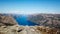 Beautiful fjord view near Preikestolen, Norway.