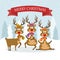 Beautiful flat design Christmas card with reindeers