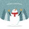 Beautiful flat design Christmas card with snowman