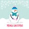 Beautiful flat design Christmas card snowman