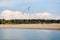 Beautiful flight of two seagulls over the Lake Michigan