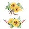 Beautiful floral collection with sunflowers,