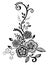 Beautiful floral element. Black and white flowers