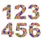 Beautiful floral numbers, decorative digits with vintage seasonal autumn pattern. 1, 2, 3, 4, 5, 6.