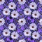 Beautiful floral seamless pattern. Daisy and platycodon flowers on the backgrounds of lobelia. Print for fabric, textile