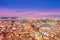 Beautiful Florence sunset skyline in summer day, Aerial view of