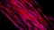Beautiful flow of shining short diagonal lines on black background, seamless loop. Animation. Cosmic stream with glowing