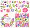 Beautiful flower collection with pattern and wreath