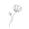 Beautiful flower in minimal line style. Modern fashion linear poppy for logo, emblem template. Vector illustration