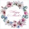 Beautiful flower wreath for the holiday of March 8 Mother`s Day. Mother`s Day beautiful bright delicate flowers are a gift for a w