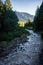 Beautiful flowing creek in Central Oregon as sunset hits, near Lolo Pass