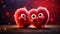 Beautiful fluffy red hearts on a dark background