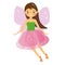 Beautiful flying fairy character. Winged elf princess. Cartoon style