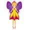 Beautiful flying fairy with purple wings. Elf princess. Cartoon style