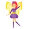 Beautiful flying fairy with yellow wings. Elf princess. Cartoon style
