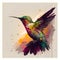 beautiful flying hummingbird, humming bird green flying. AI generated