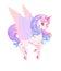 Beautiful flying winged pink unicorn. Vector illustration.