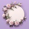 Beautiful Focused on the circle frame from white and purple rose and branches, isolation, plain soft baby pink copyspace