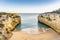 Beautiful Fontainhas Beach surrounded by yellow cliffs, Algarve, Portugal