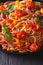 Beautiful food: pasta with minced meat and vegetables