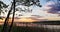 Beautiful forest lake, time lapse at sunrise, summer landscape