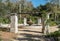 Beautiful fountain area at a park in springtime