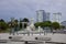 Beautiful fountain in the middle of a city street. Buenos Aires