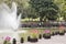 Beautiful fountain in the park in the Perdana Botanical Garden