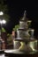 A beautiful fountain on the river walk in Georgetown, South Carolina at night.