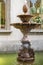 Beautiful fountain vintage style in the garden. Outdoor water fountain for garden decoration