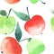 Beautiful four bright apples pattern watercolor hand sketch