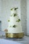 Beautiful four tiered wedding cake with roses for wedding reception