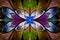 Beautiful fractal pattern in stained-glass window style. Blue, b