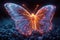 A beautiful, fragile luminescent neon butterfly. Generative AI