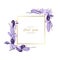 Beautiful frame of spring hand draw purple flowers for wedding invitations, for prints