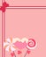 Beautiful frame with three lollipops on a pink background, vector graphics